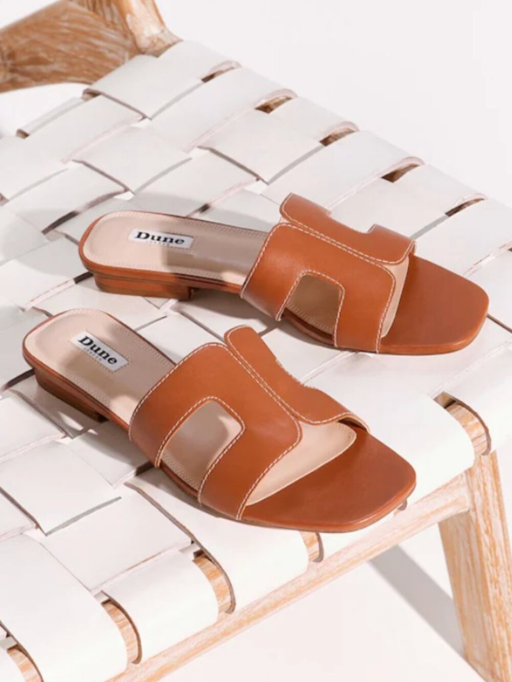 Dune London Loupe Leather Slides - 39/8.5